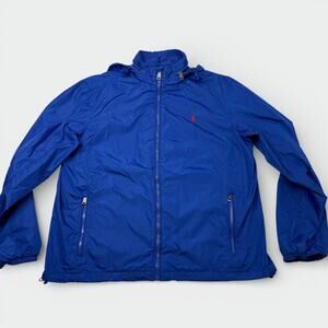 Polo Ralph Lauren Jacket Mens XL Blue Hooded Full Zip Lightweight Windbreaker